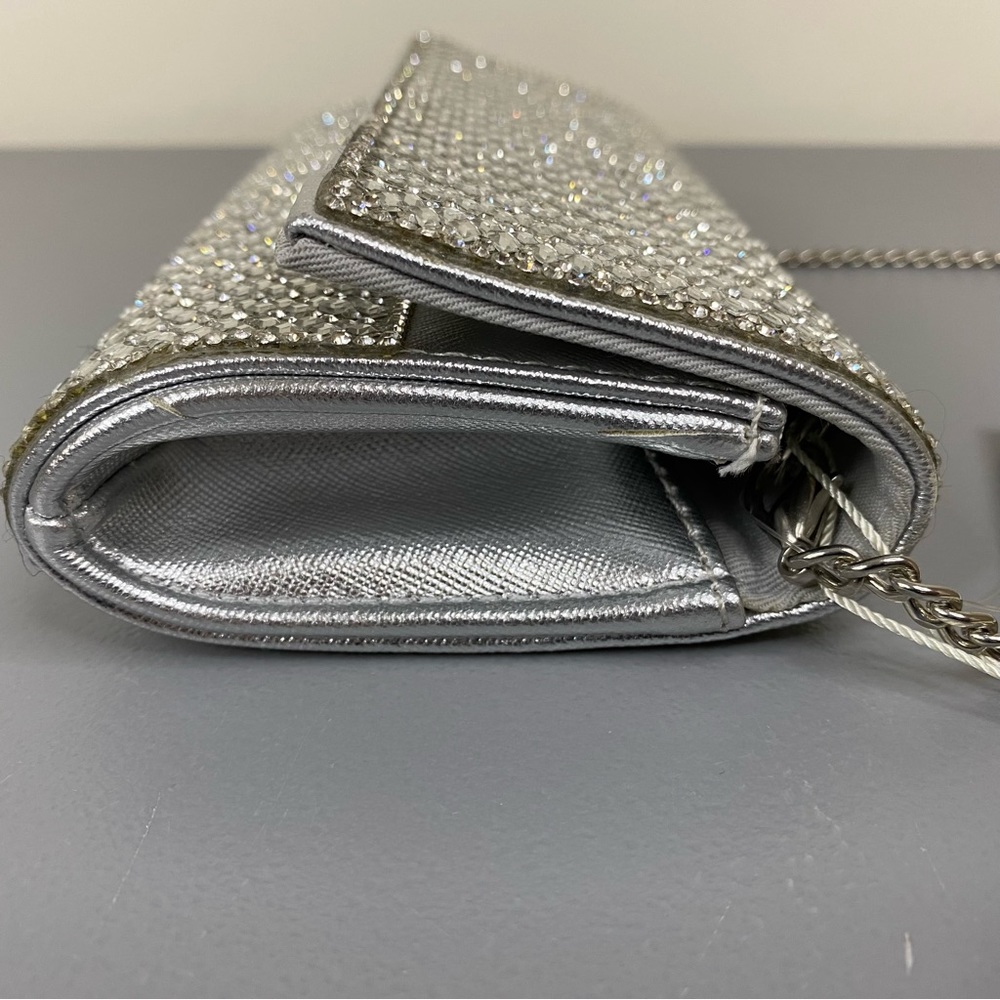 NWT Starlet Hollywood CA Silver Sparkling Stone Clutch Bag Shoulder Purse - Picture 5 of 16